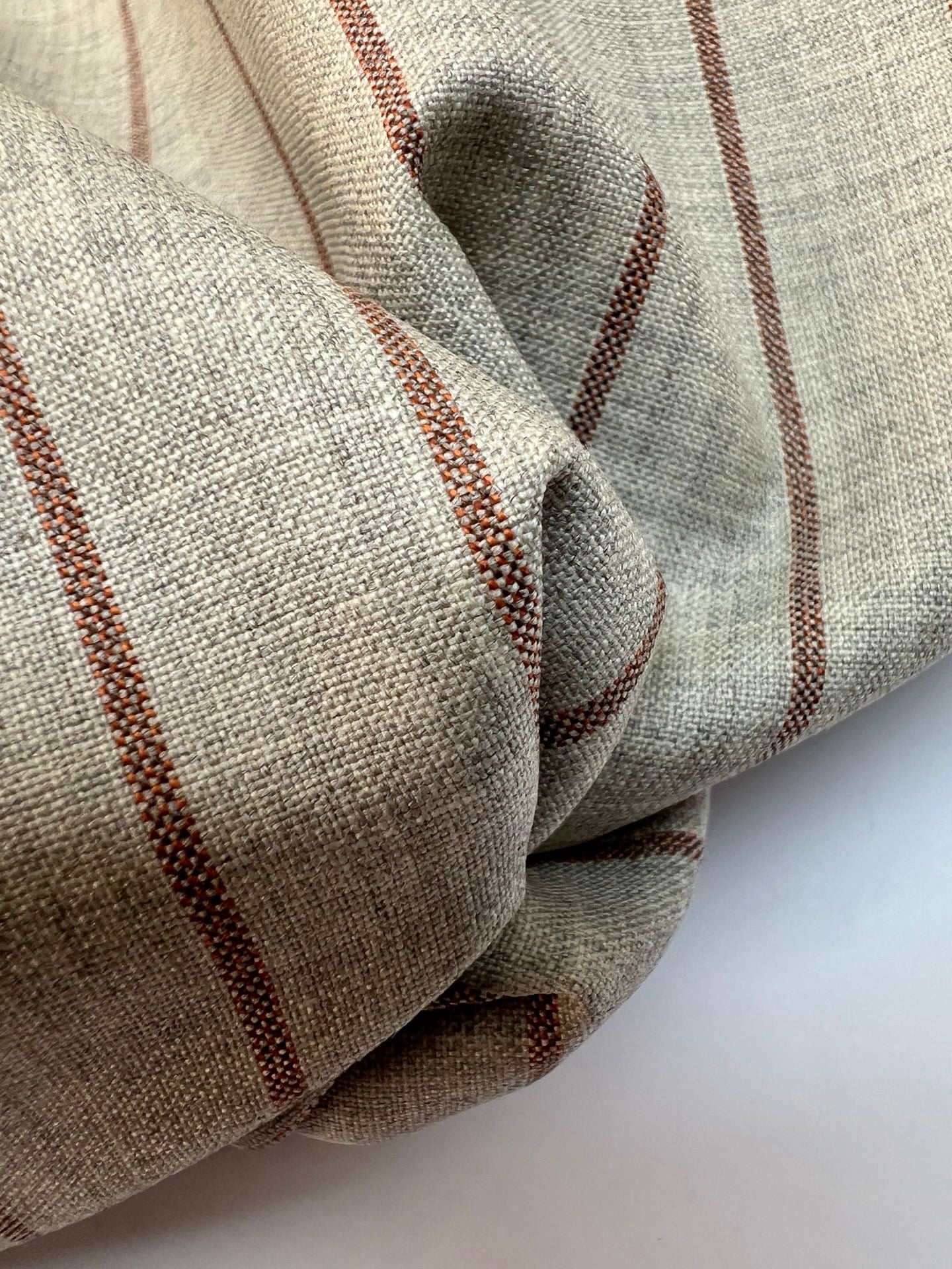 Fused Striped Gray Brown Wool Fabric