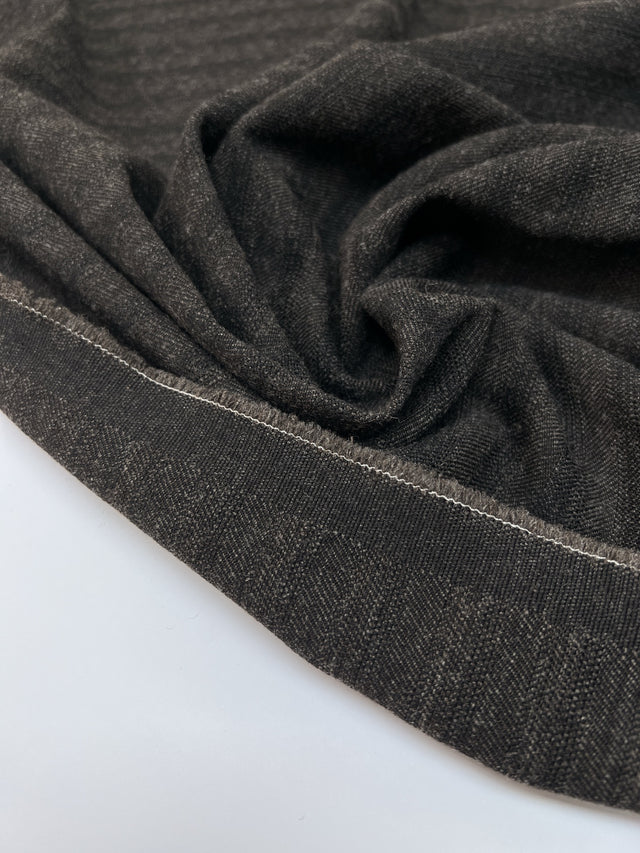 Striped Gray Black Wool Fabric