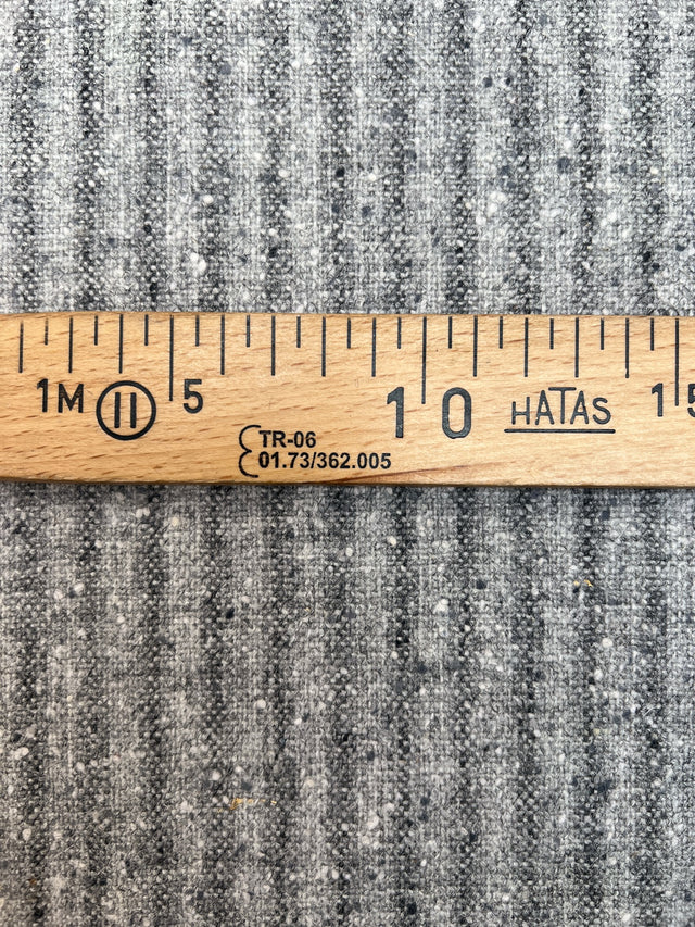 Gray Wool Fabric With Stripes Flammé