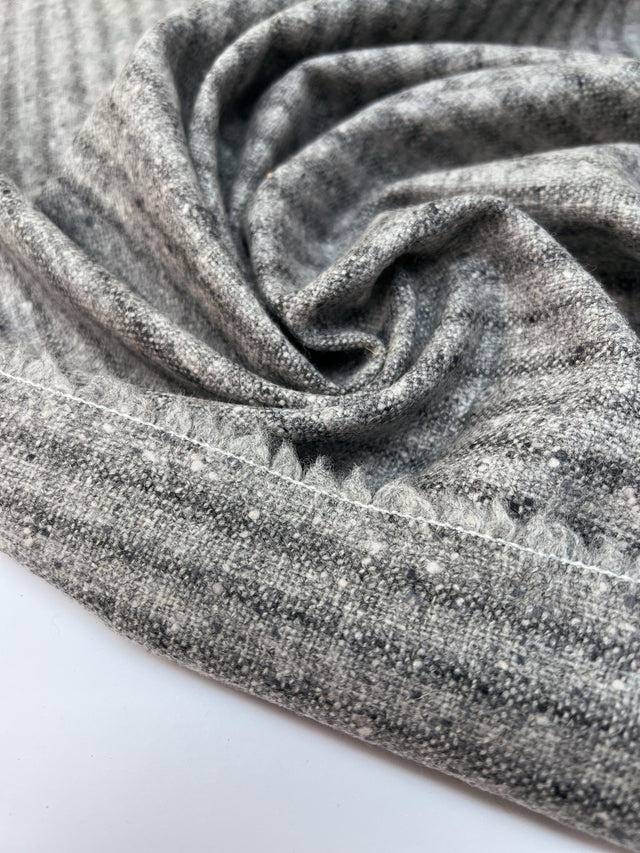 Gray Wool Fabric With Stripes Flammé
