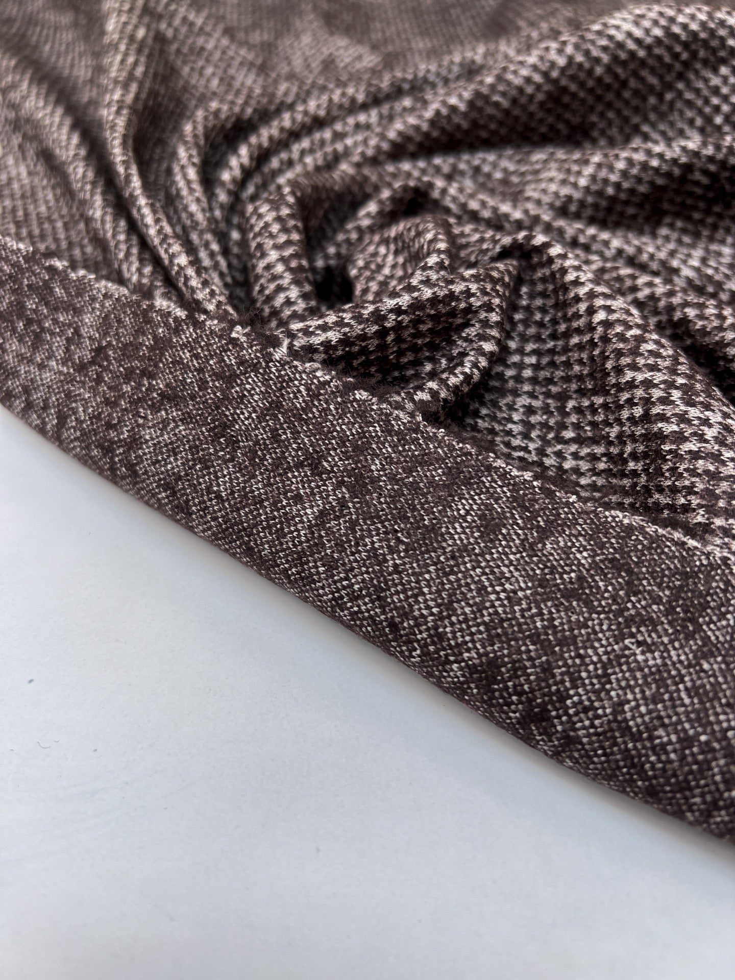 Houndstooth Gray-Brown Wool Cotton Knitted