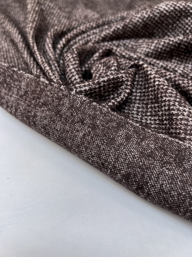 Houndstooth Gray-Brown Wool Cotton Knitted