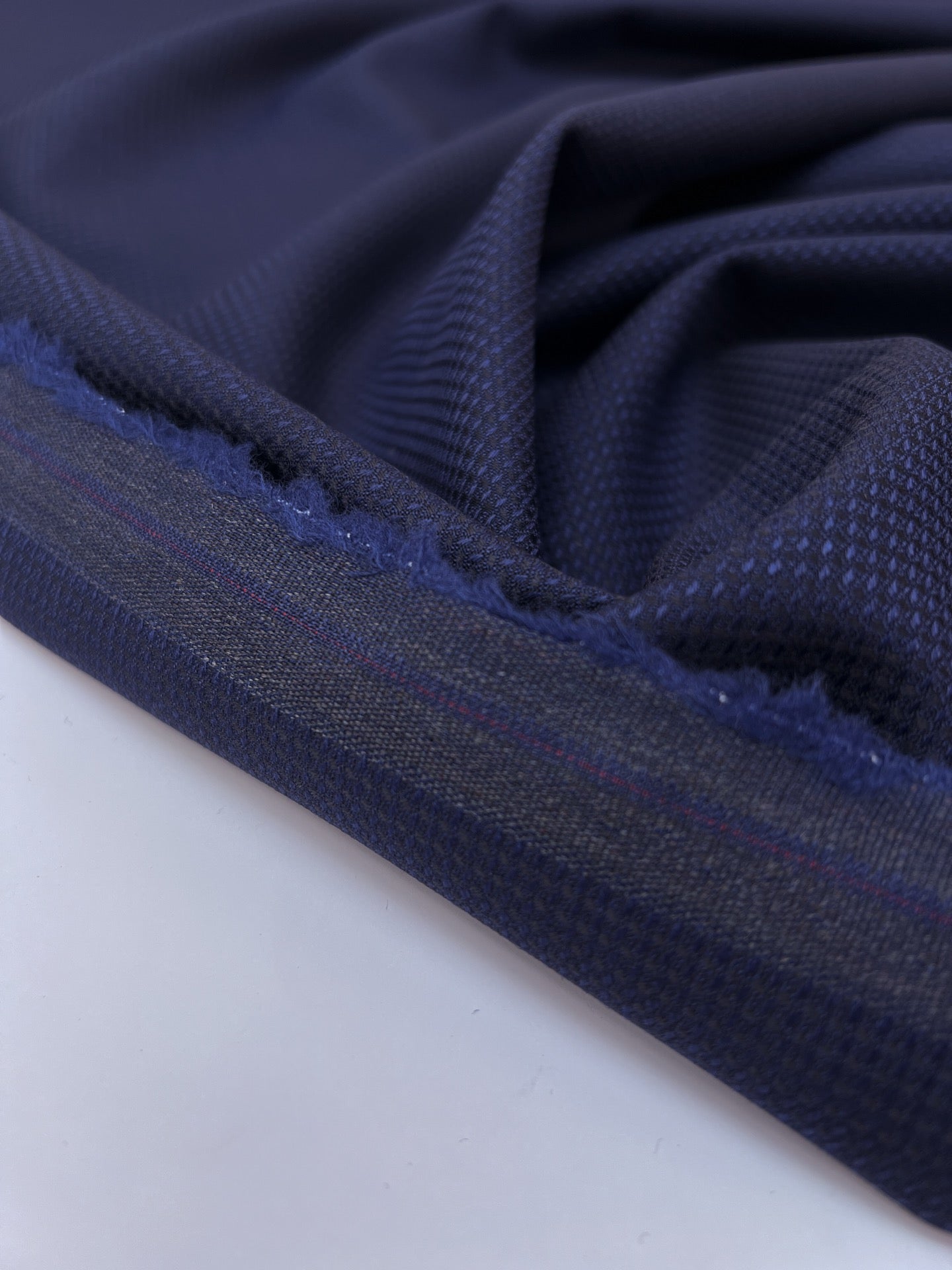 Striped Purple-Blue Virgin Wool Jacquard