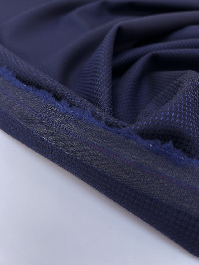 Striped Purple-Blue Virgin Wool Jacquard