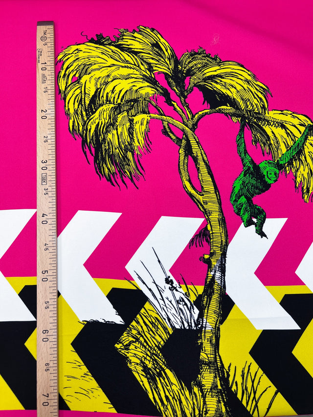 Printed Yellow Pink Cotton Silk Fabric