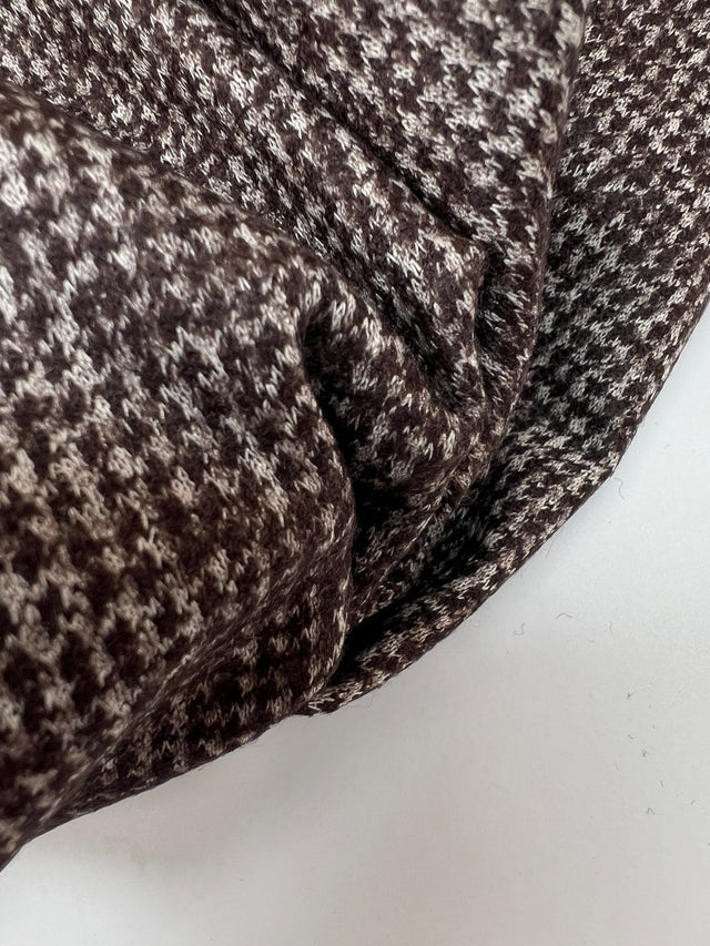 Houndstooth Gray-Brown Wool Cotton Knitted