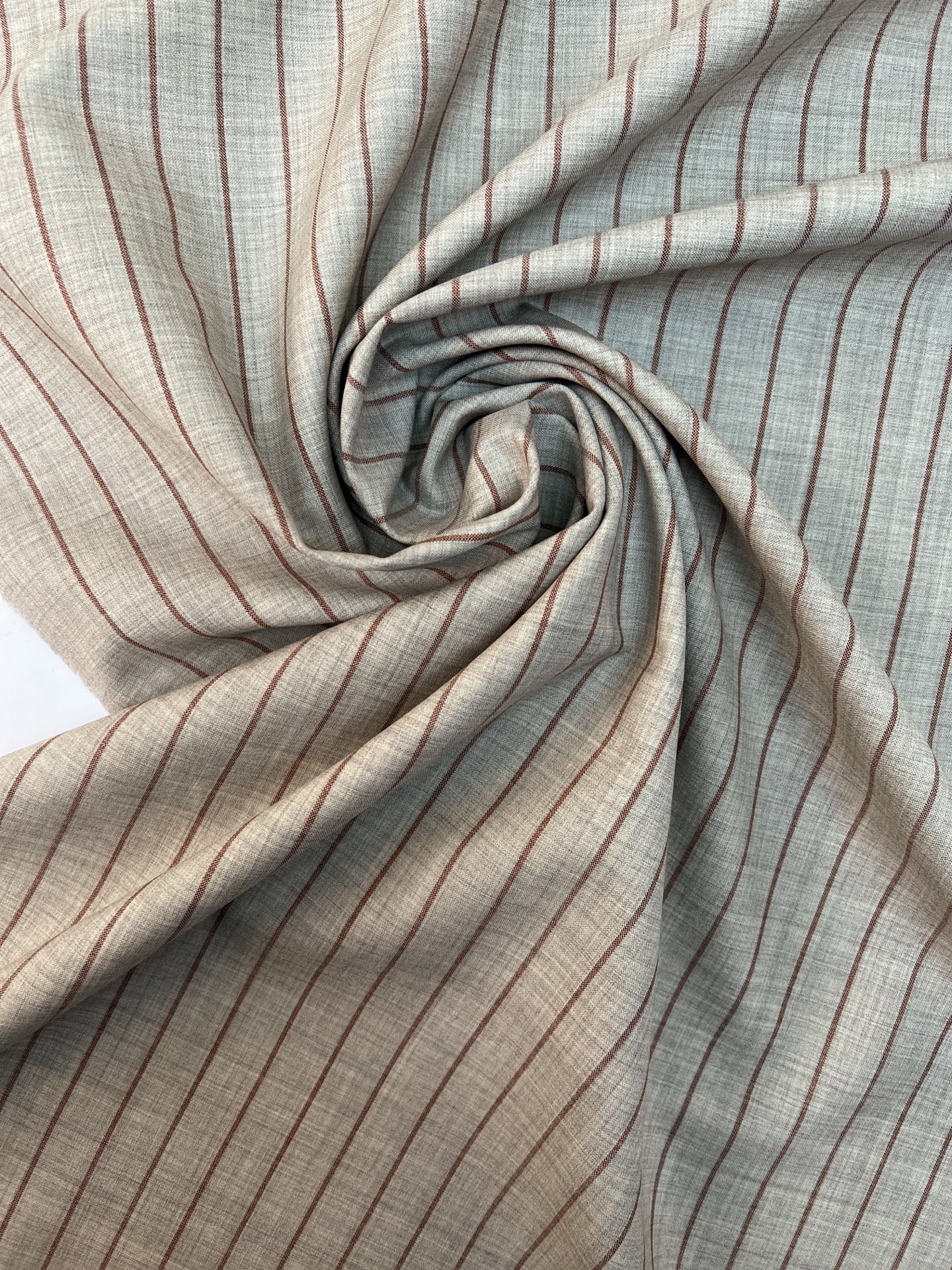 Fused Striped Gray Brown Wool Fabric
