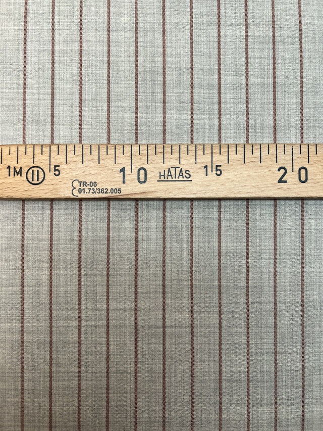 Tissu doublé rayé gris brun laine