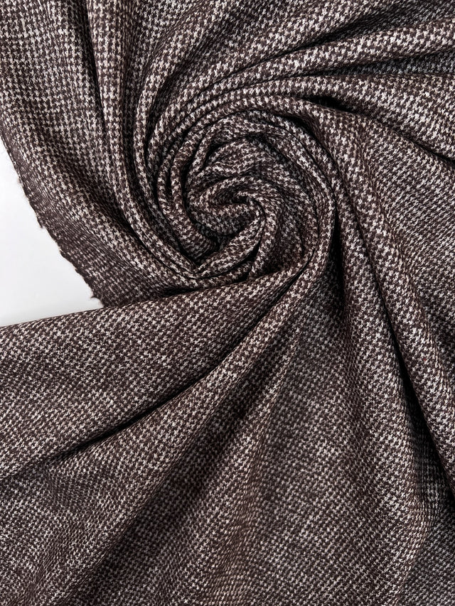 Houndstooth Gray-Brown Wool Cotton Knitted