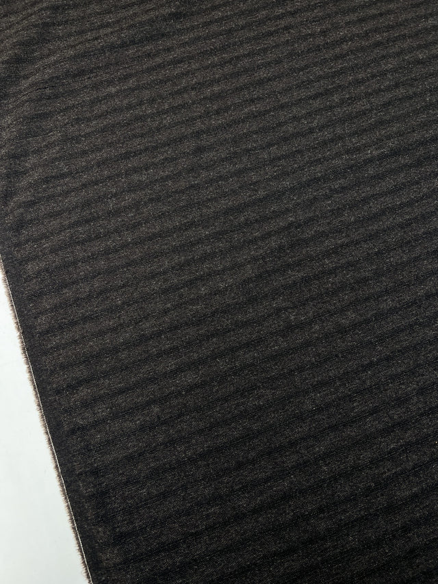 Striped Gray Black Wool Fabric