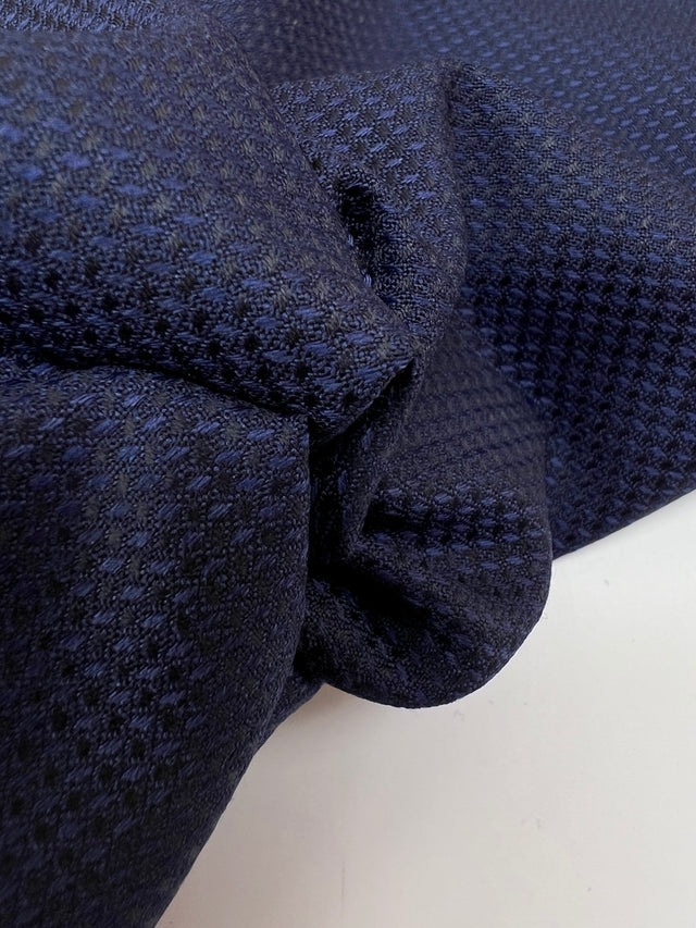 Striped Purple-Blue Virgin Wool Jacquard