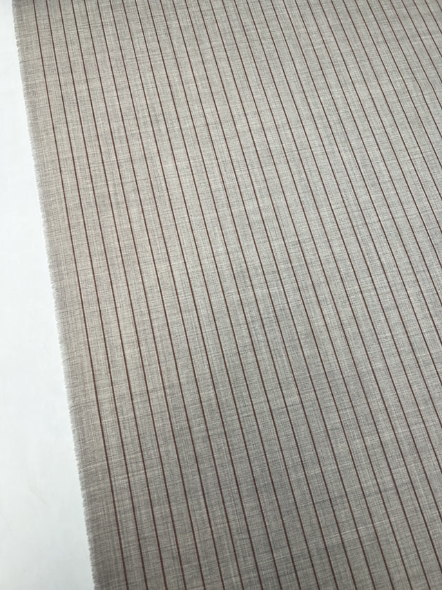 Tissu doublé rayé gris brun laine